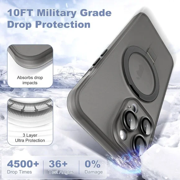 NWT iPhone 15 Pro Case with Magnetic Invisible Ring Stand Camera Lens Protection - Picture 3 of 7